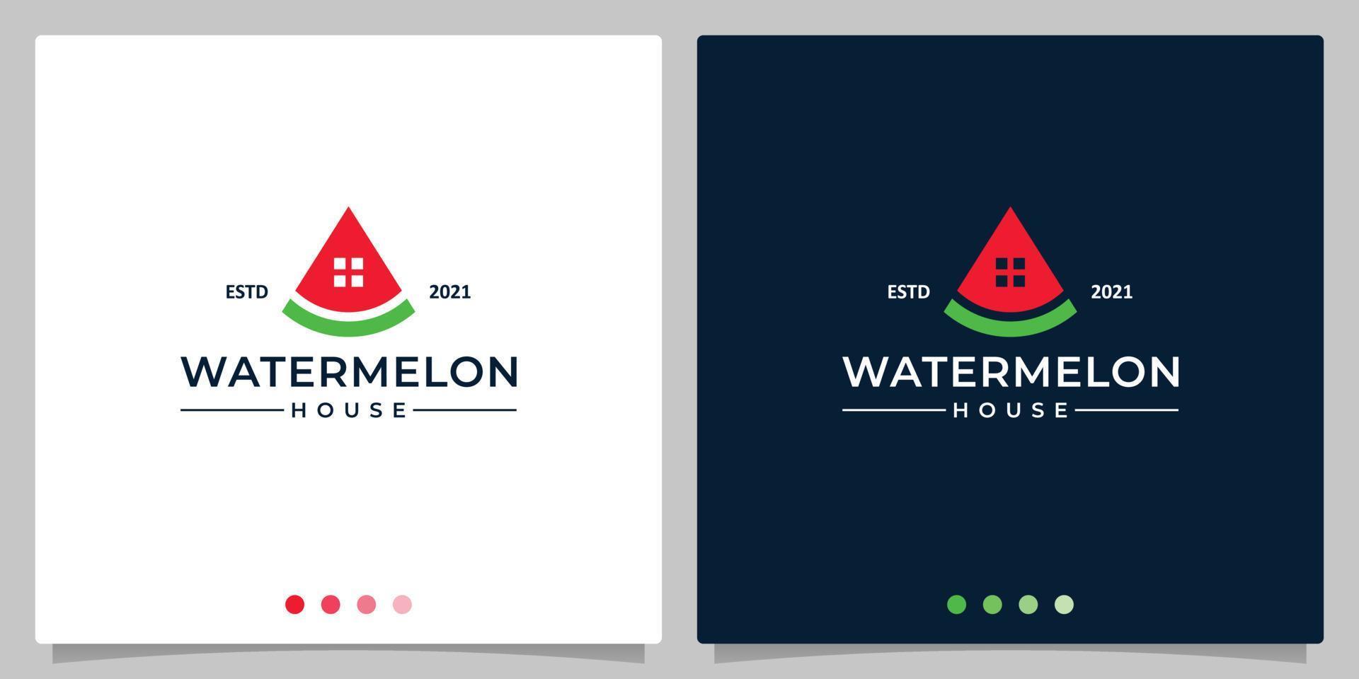 Wassermelone mit Hausbau-Logo-Vektor-Illustration-Design vektor