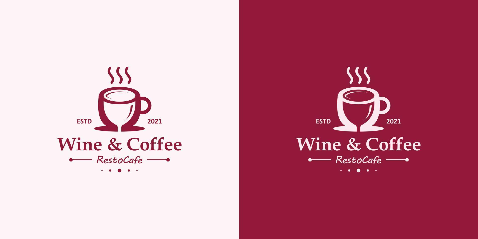 enkel minimalistisk retro årgång kaffe affär logotyp och vin glas design vektor mall på isolerat bakgrund.