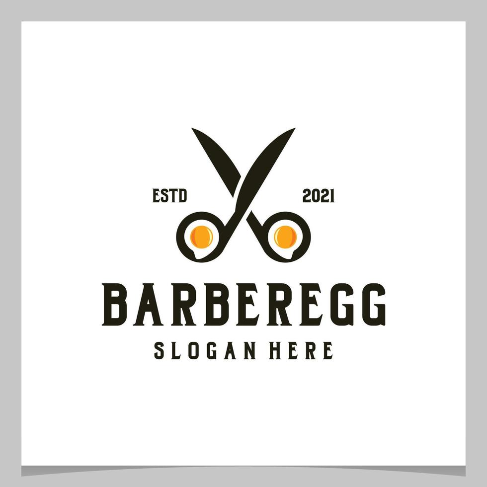 inspiration logo design vintage friseurschere mit ei-logo. Premium-Vektor vektor