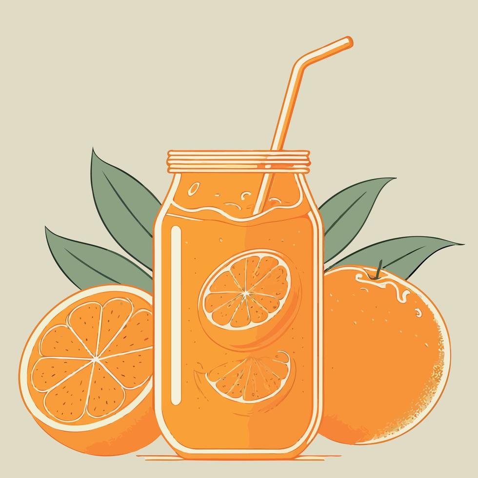 natürlicher Orangenfruchtsaft, serviert in einer Glastasse vektor