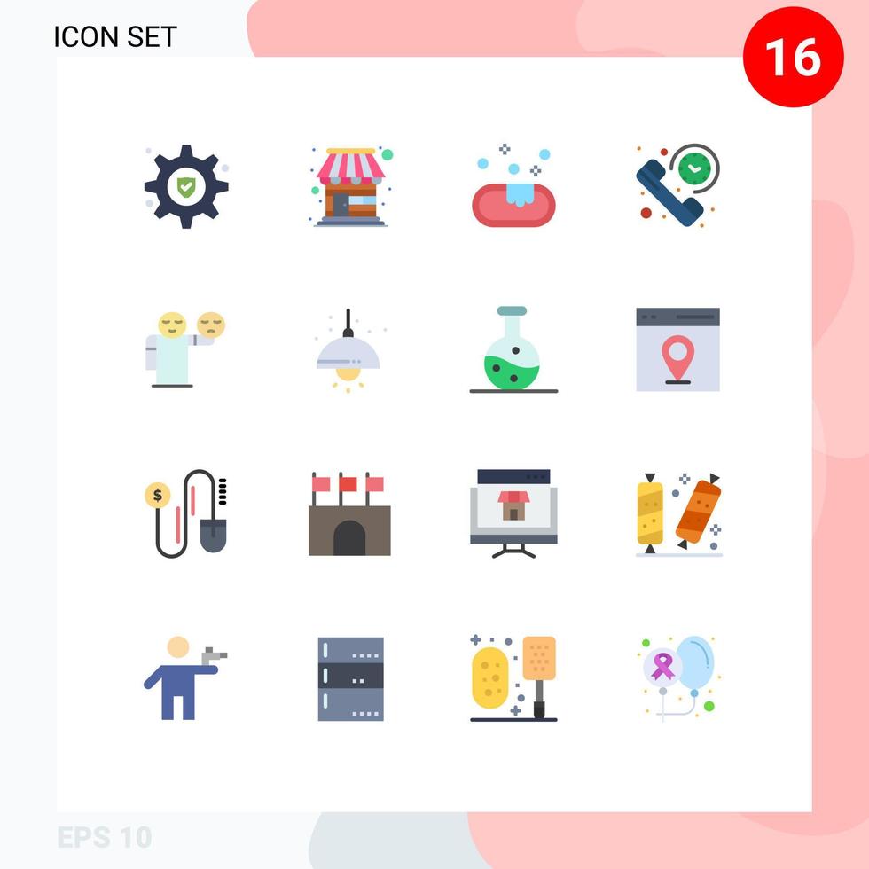 modern uppsättning av 16 platt färger och symboler sådan som emoji man rena tid telefon redigerbar packa av kreativ vektor design element