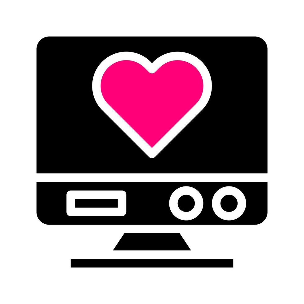 TV-Symbol solide schwarz rosa Stil Valentinstag Vektor-Illustration perfekt. vektor