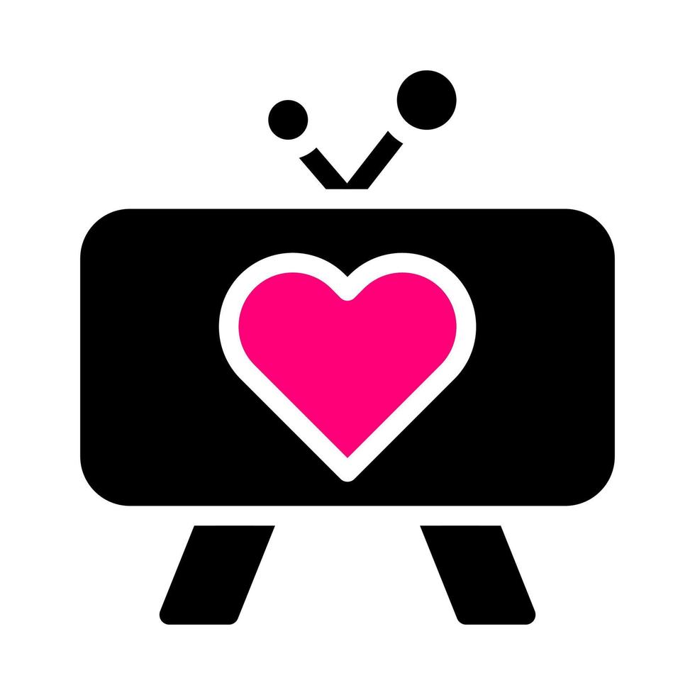 TV ikon fast svart rosa stil valentine vektor illustration perfekt.