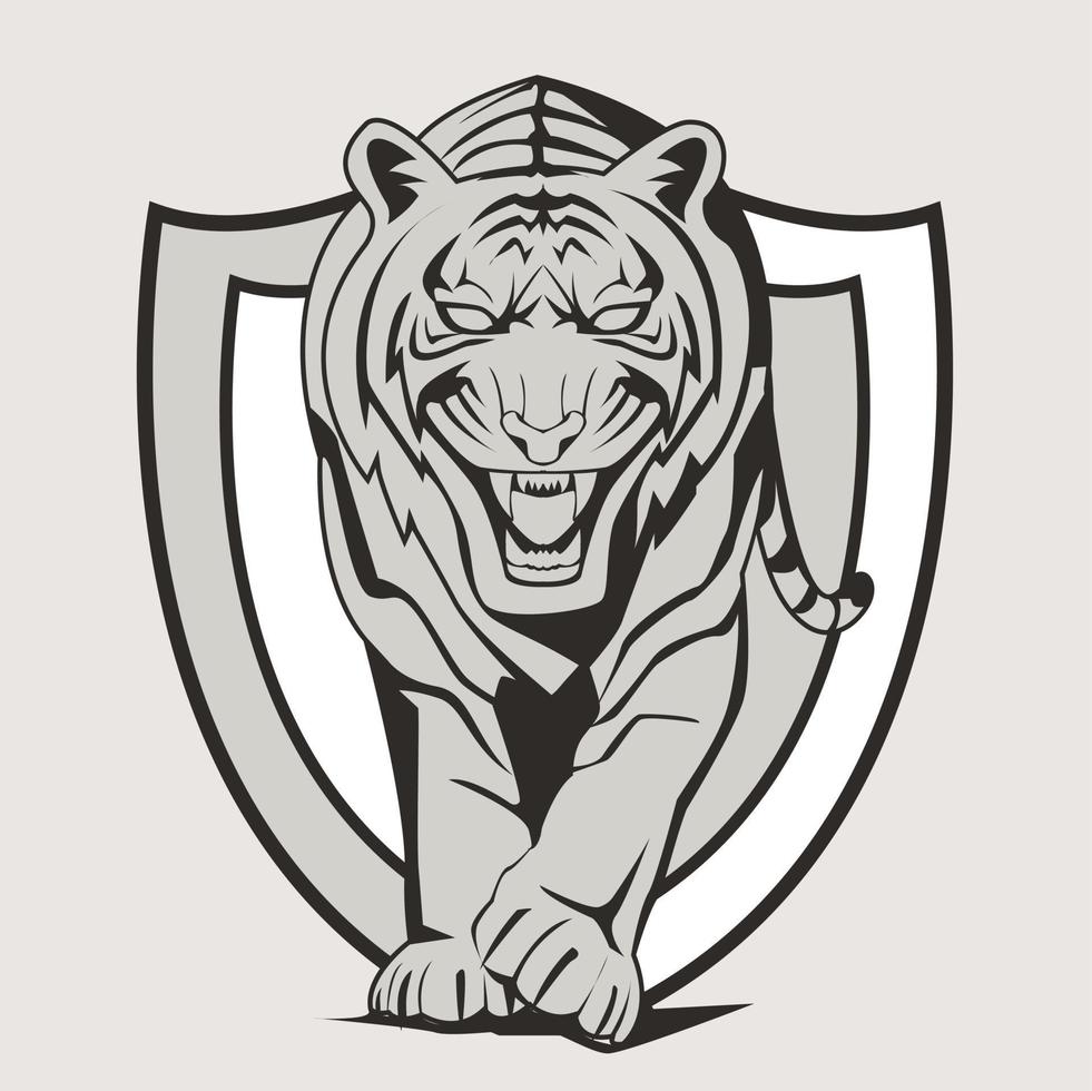 Tiger Illustration Design Gesicht Emblem Symbol vektor