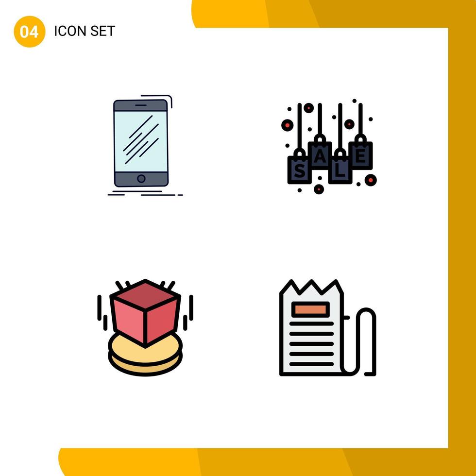 satz von 4 modernen ui-symbolen symbole zeichen für geräteverkauf tag smartphone label cube editierbare vektordesignelemente vektor