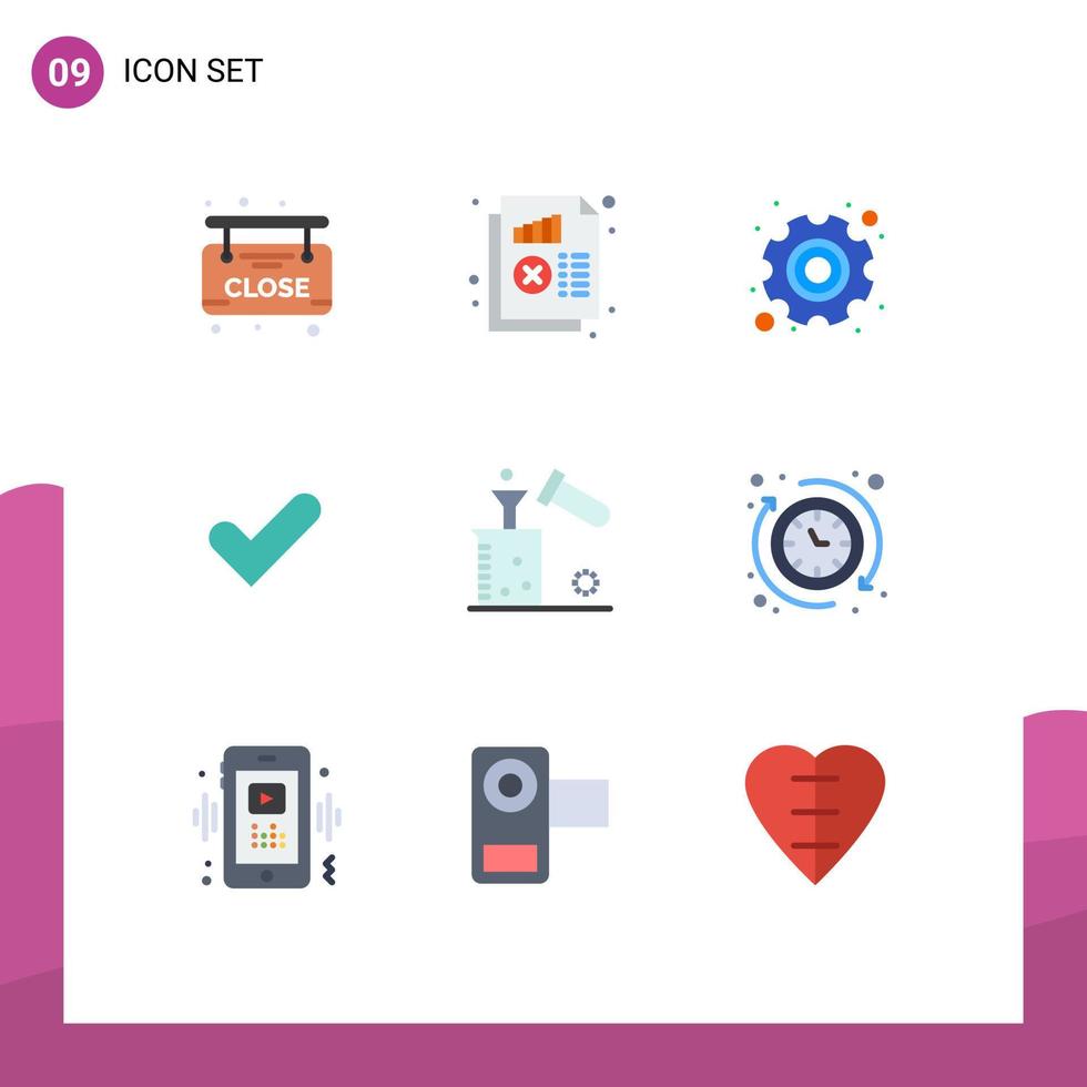 satz von 9 modernen ui-symbolen symbole zeichen für die wissenschaft guter tag tick check editierbare vektordesignelemente vektor