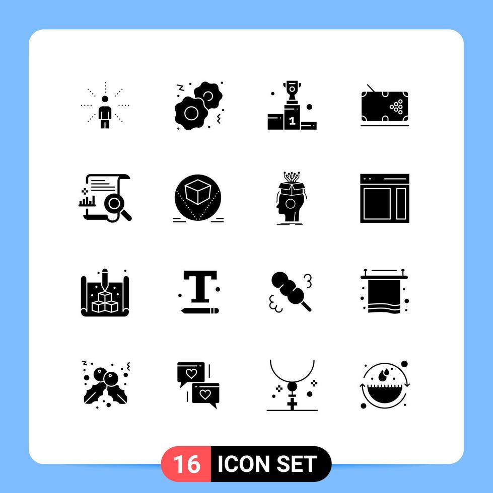 grupp av 16 modern fast glyfer uppsättning för spela tabell tilldela slå samman företag redigerbar vektor design element