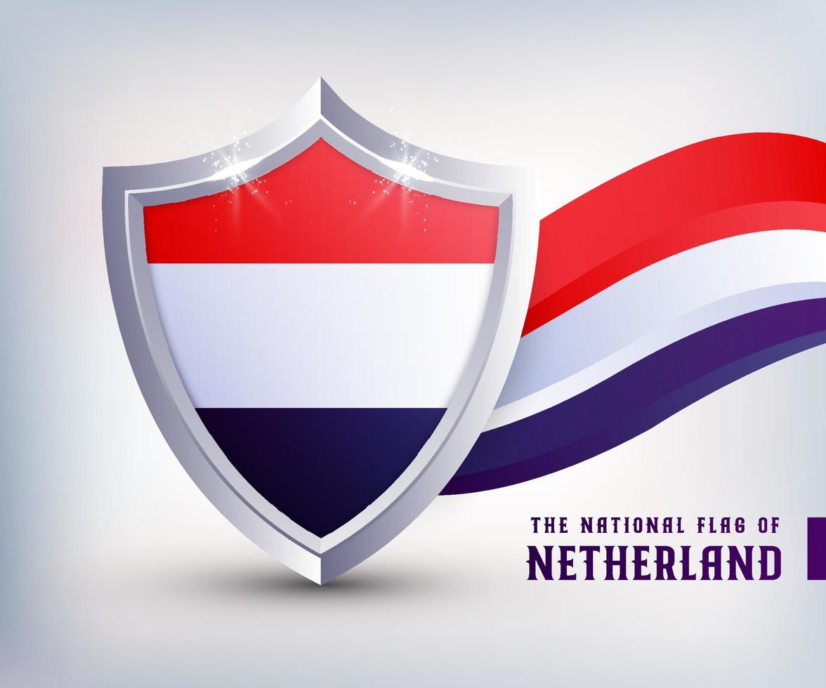 nederländerna metall skydda flagga vektor design. nederländerna flagga skydda design mall. nederländerna oberoende dag nationell flagga design.