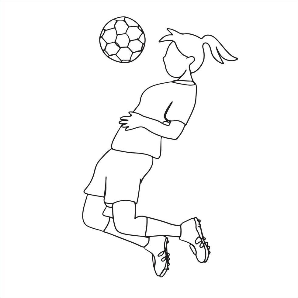 fotboll linje konst, sport skiss, fotboll översikt teckning, spelar boll, minimalistisk idrottare, enkel illustration, färg design, vektor fil