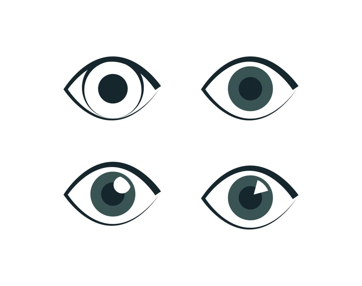 Augensymbole gesetzt, schwarz auf weißem Hintergrund vektor