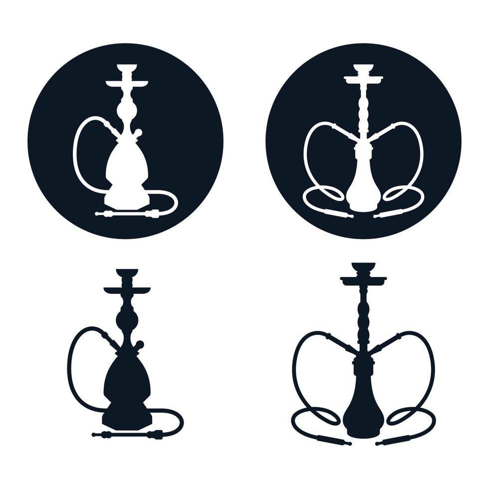 Shisha-Symbole gesetzt. schwarze und weiße Etiketten vektor