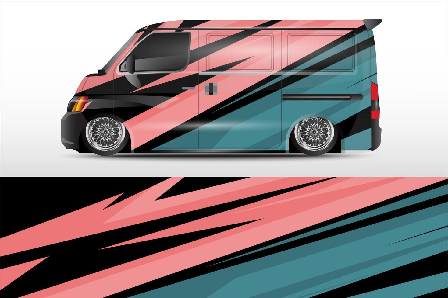 Rennwagen-Design mit Rennmotiven für Fahrzeug-Vinylaufkleber und Firmenlackierungsaufkleber vektor