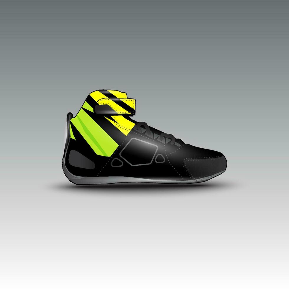 Design von Drag-Race-Schuhen mit Gravis-Racing-Vektormotiv vektor