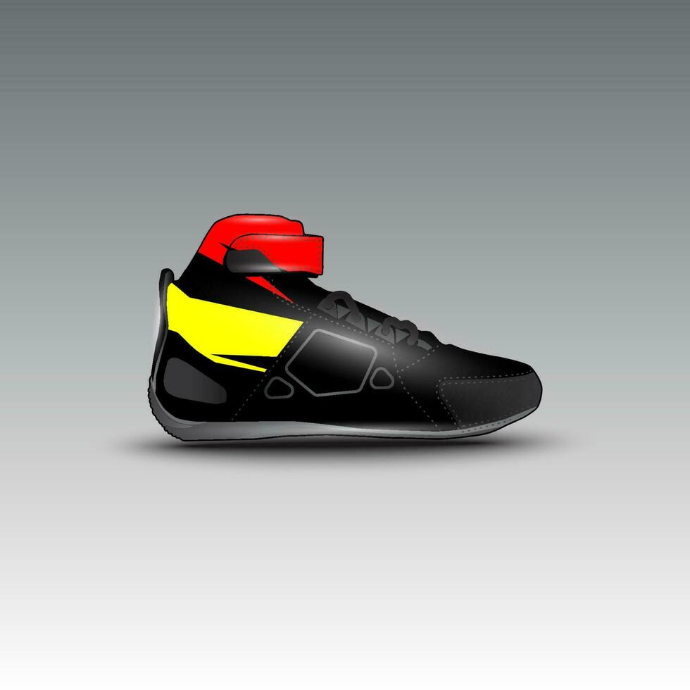 Design von Drag-Race-Schuhen mit Gravis-Racing-Vektormotiv vektor