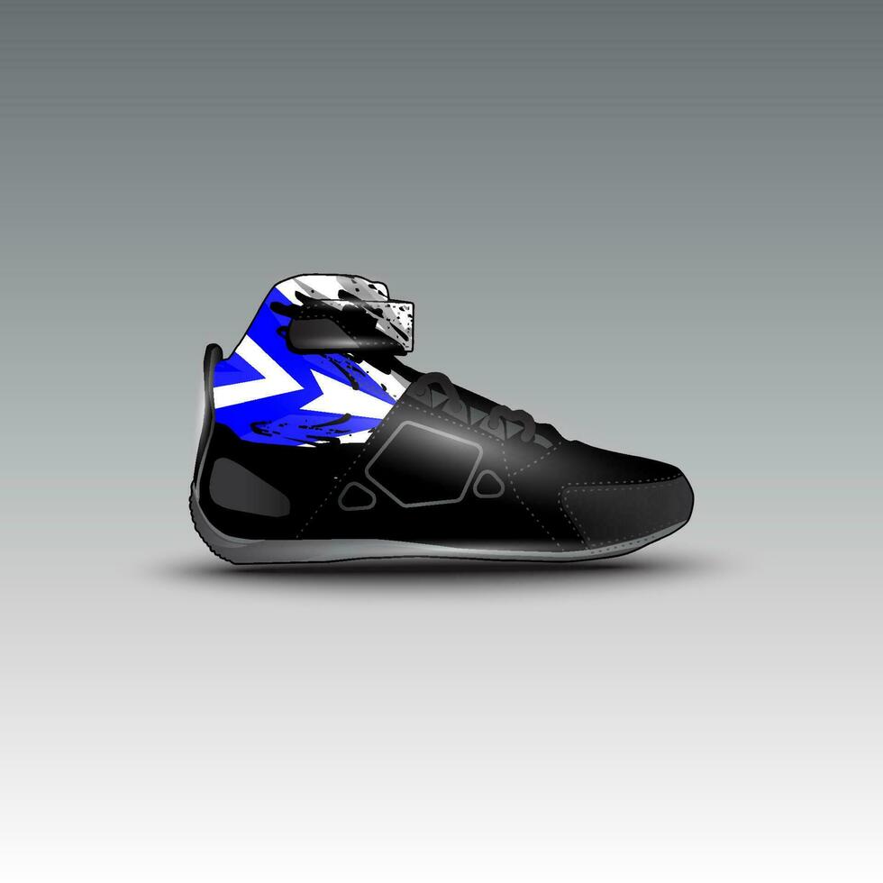 Design von Drag-Race-Schuhen mit Gravis-Racing-Vektormotiv vektor