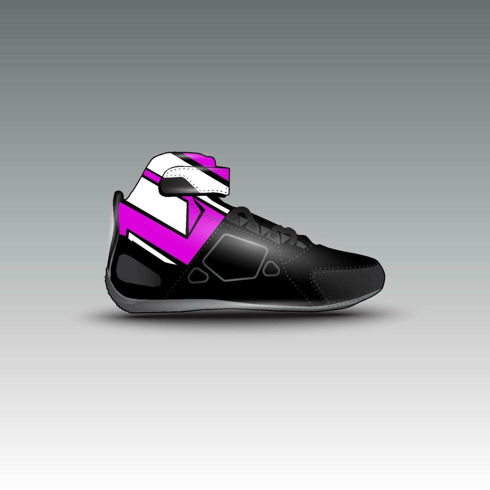 Design von Drag-Race-Schuhen mit Gravis-Racing-Vektormotiv vektor