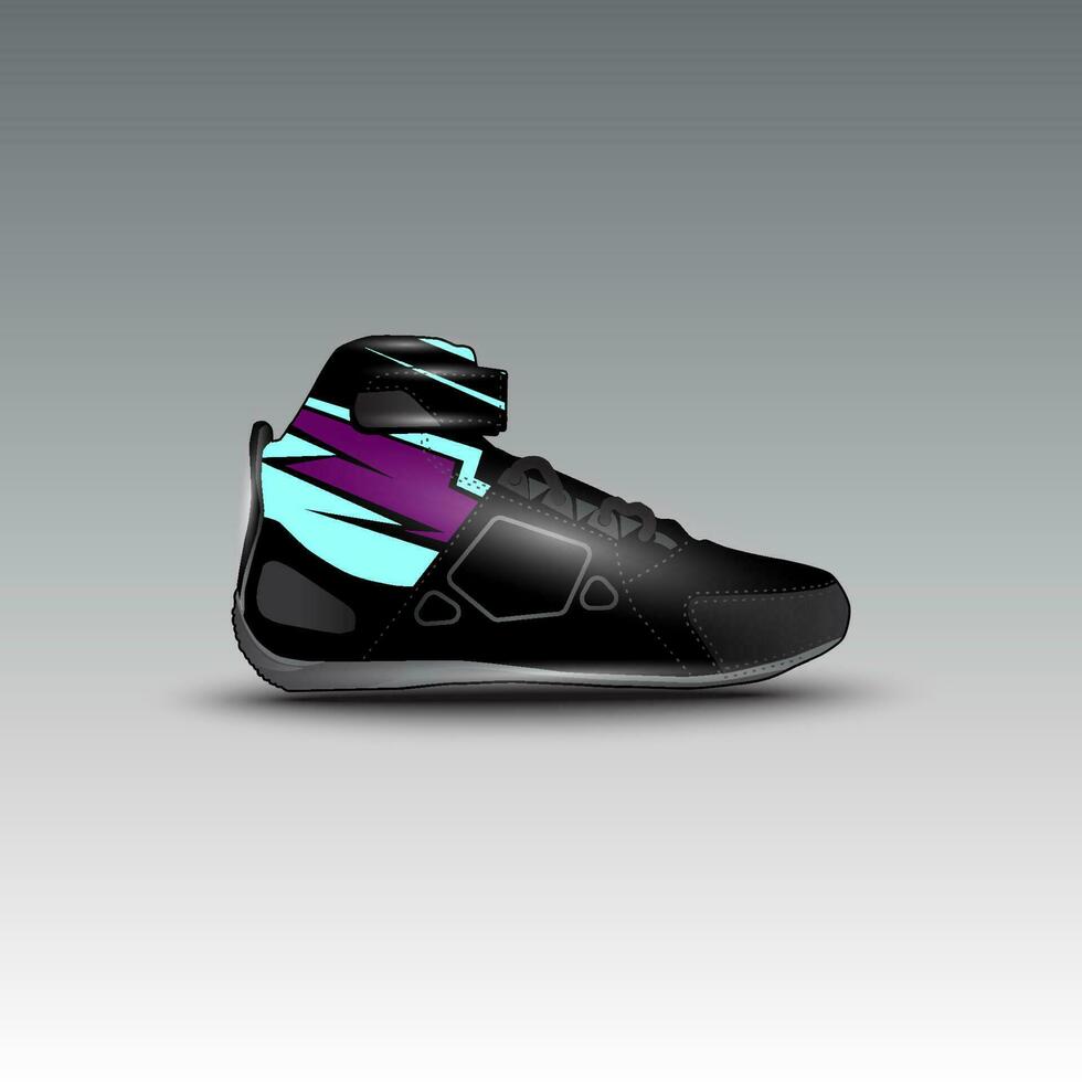 Design von Drag-Race-Schuhen mit Gravis-Racing-Vektormotiv vektor