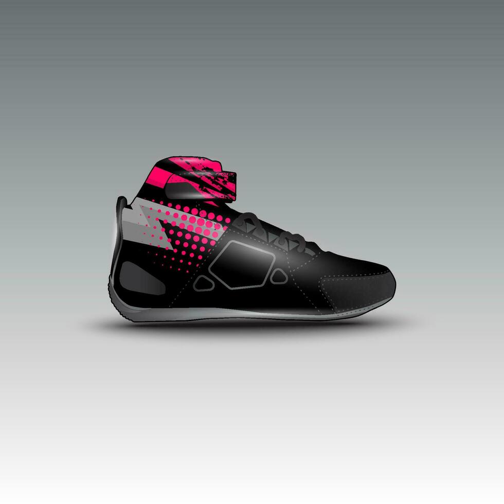 Design von Drag-Race-Schuhen mit Gravis-Racing-Vektormotiv vektor