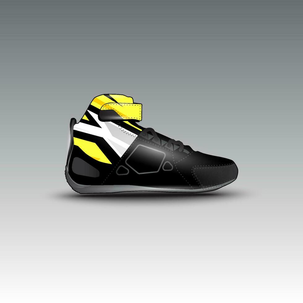 Design von Drag-Race-Schuhen mit Gravis-Racing-Vektormotiv vektor