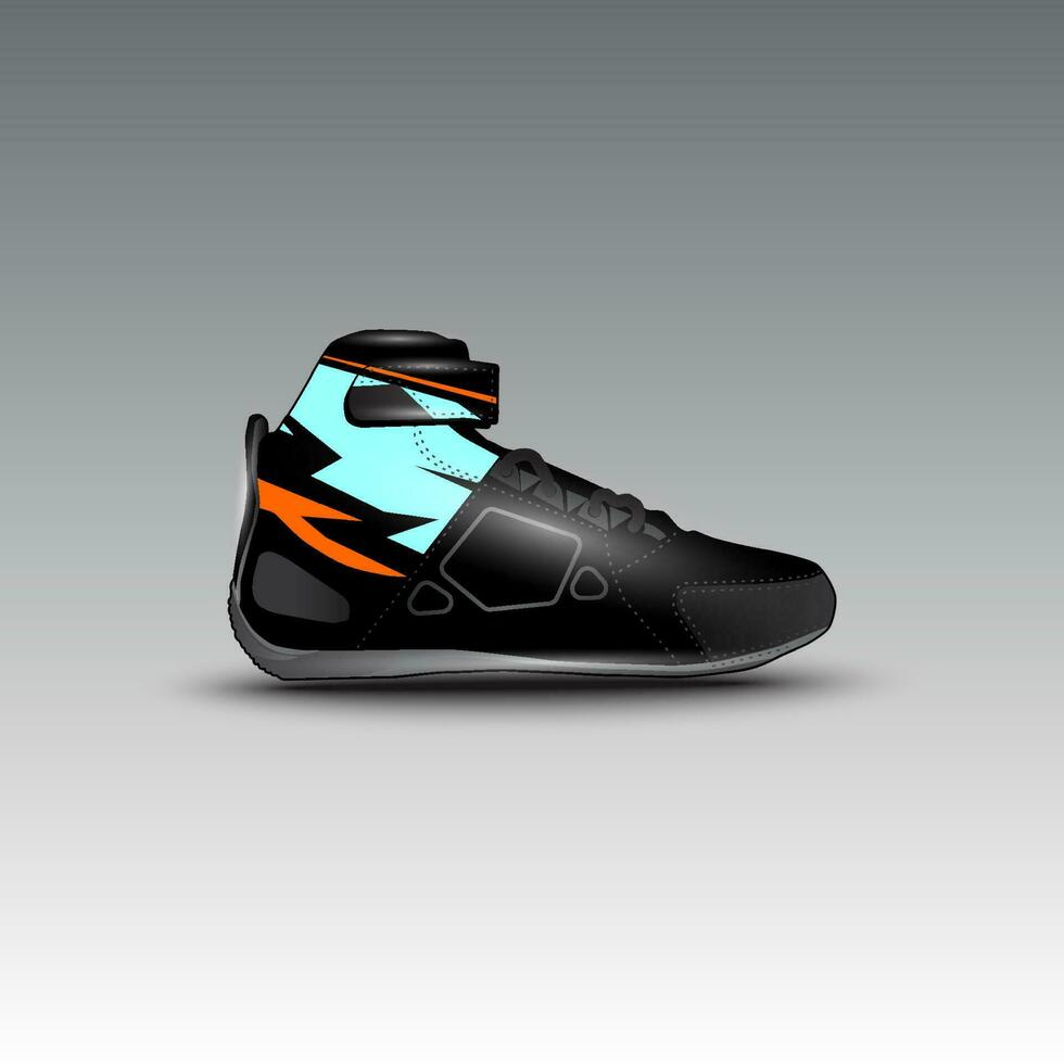 Design von Drag-Race-Schuhen mit Gravis-Racing-Vektormotiv vektor