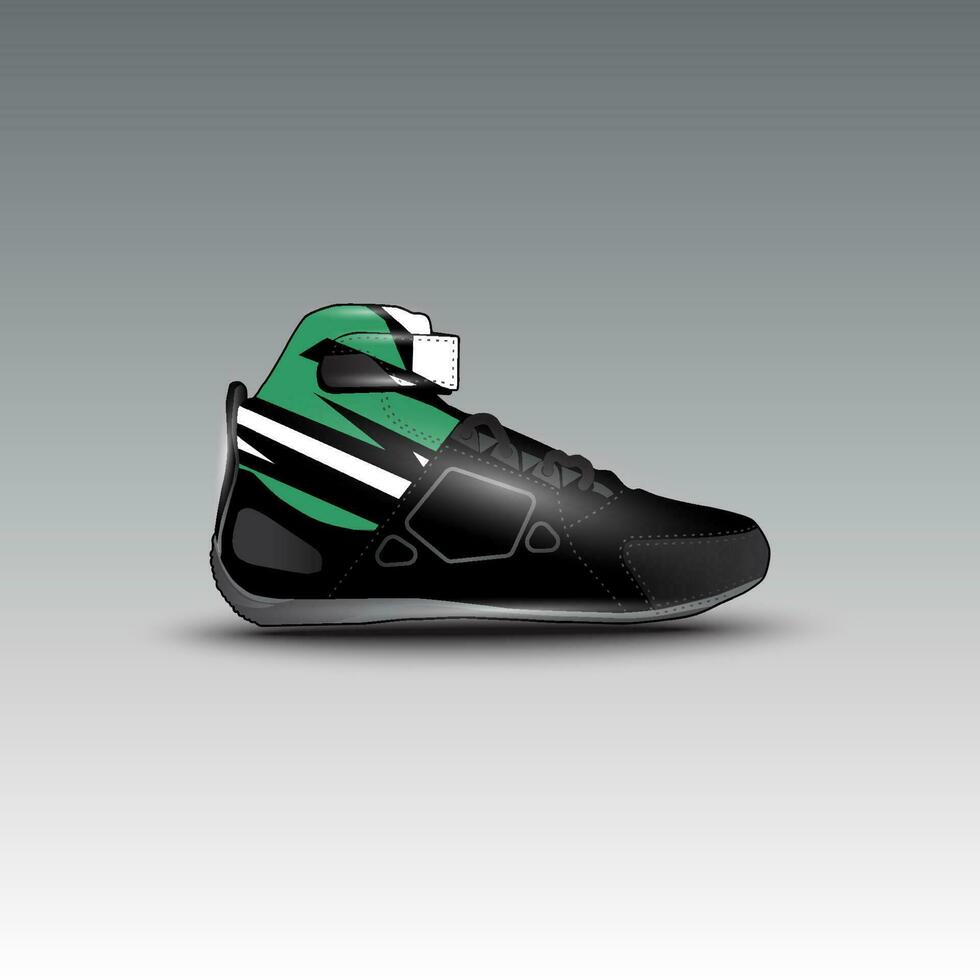 Design von Drag-Race-Schuhen mit Gravis-Racing-Vektormotiv vektor