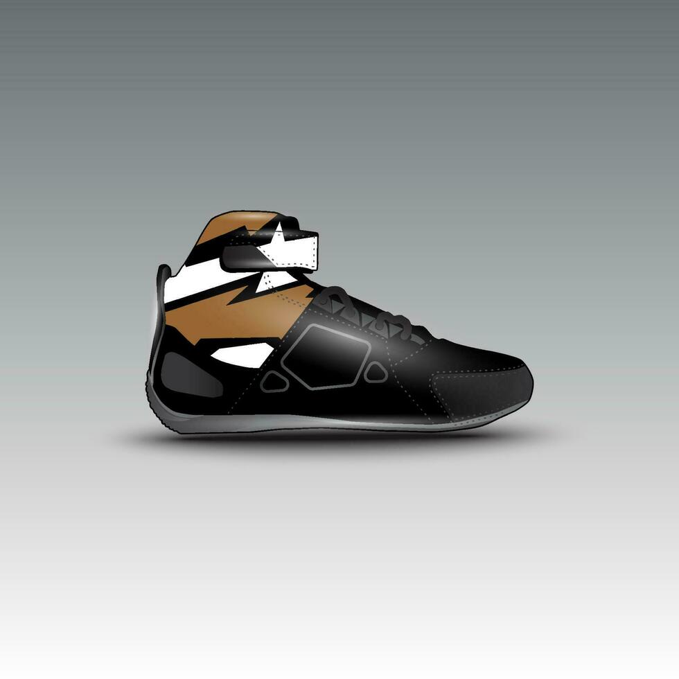 Design von Drag-Race-Schuhen mit Gravis-Racing-Vektormotiv vektor