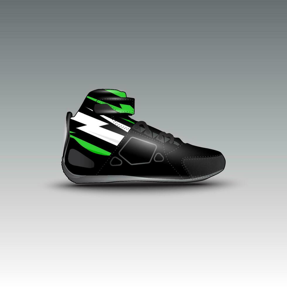 Design von Drag-Race-Schuhen mit Gravis-Racing-Vektormotiv vektor