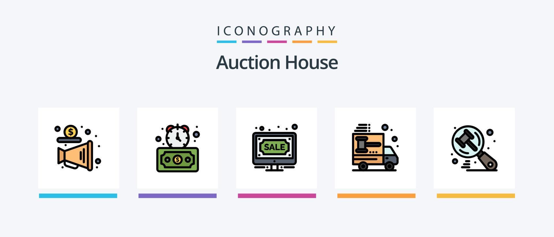 Auktionslinie gefüllt 5 Icon Pack inklusive Legal. dokumentieren. Versteigerung. Auktionspapier. Verkauf. kreatives Symboldesign vektor