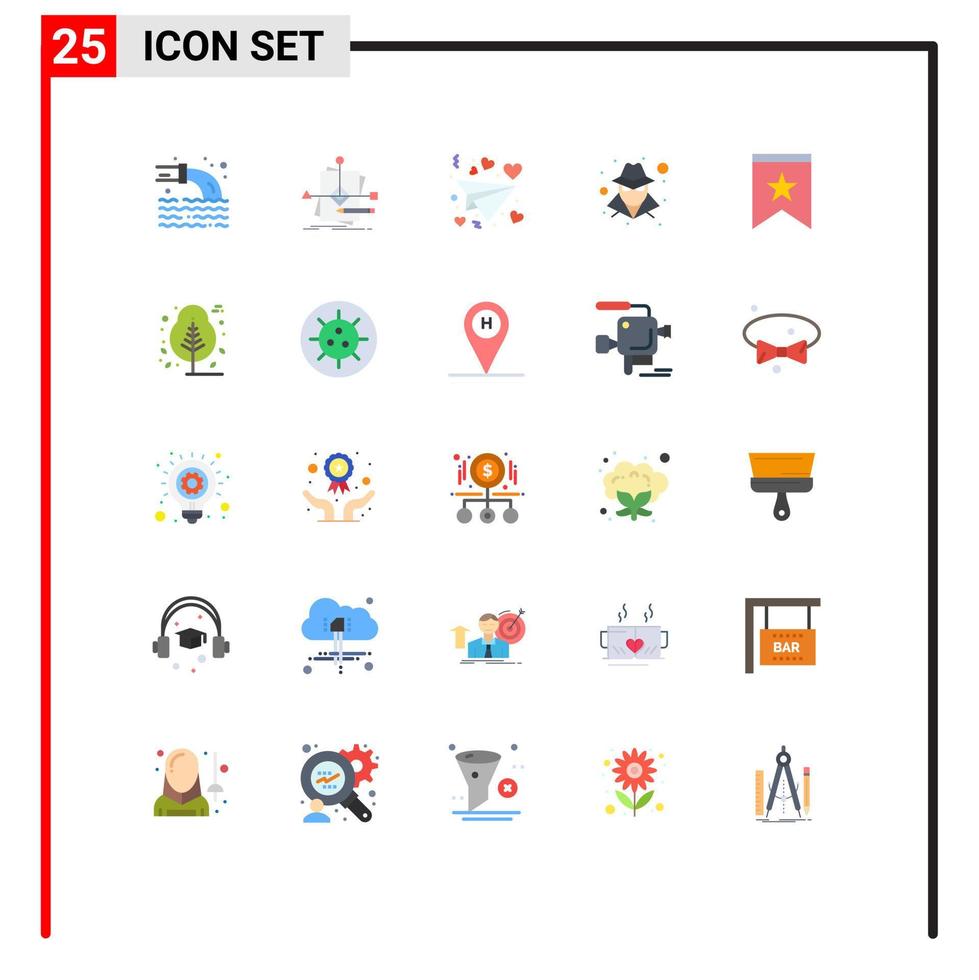grupp av 25 platt färger tecken och symboler för insignier bricka planen person anonym redigerbar vektor design element