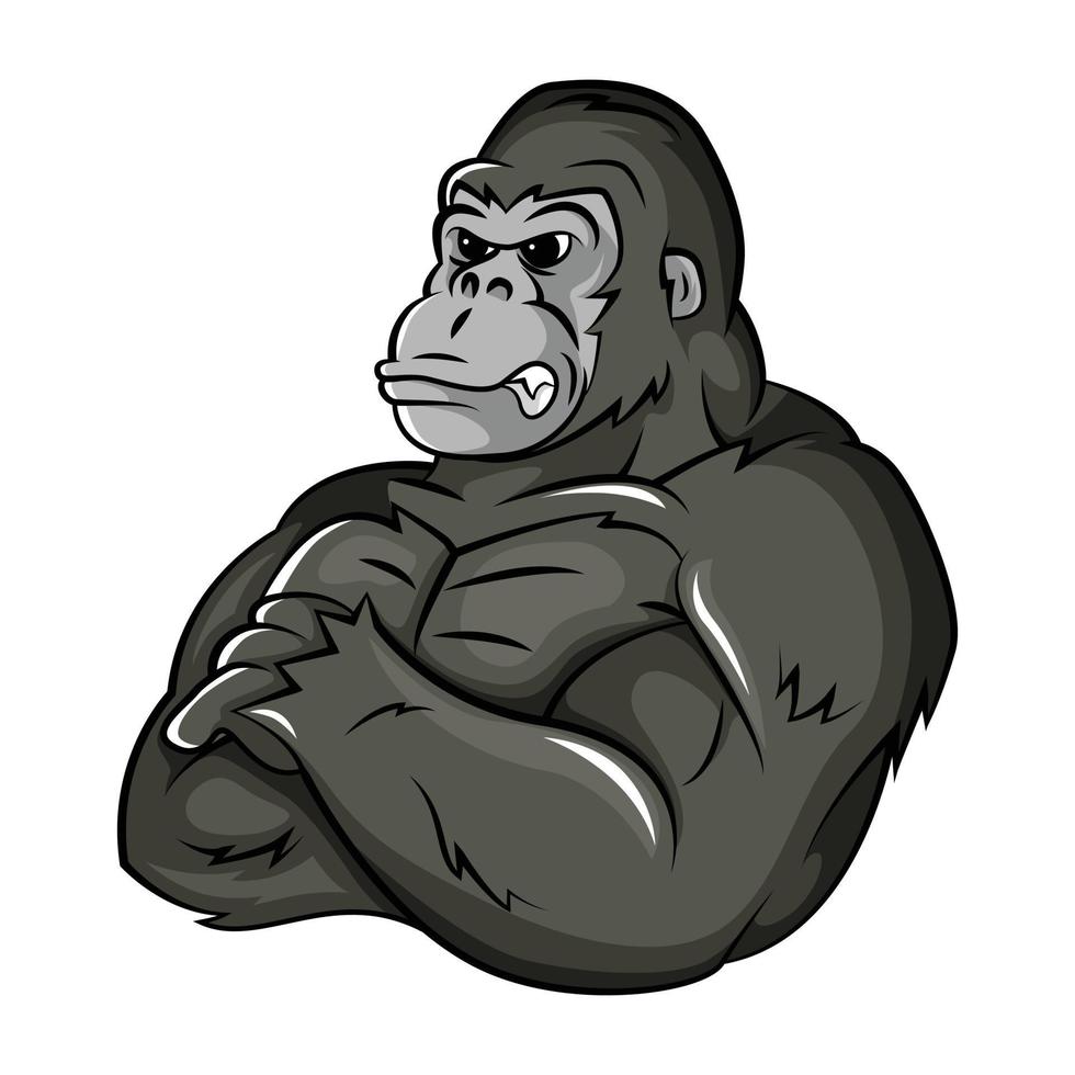 starke gorilla-maskottchenillustration vektor