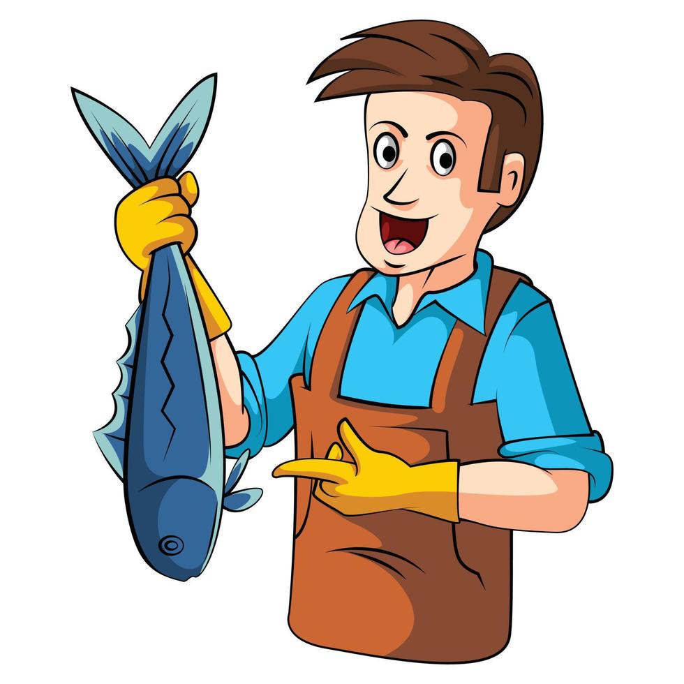Abbildung des Fischverkäufers vektor