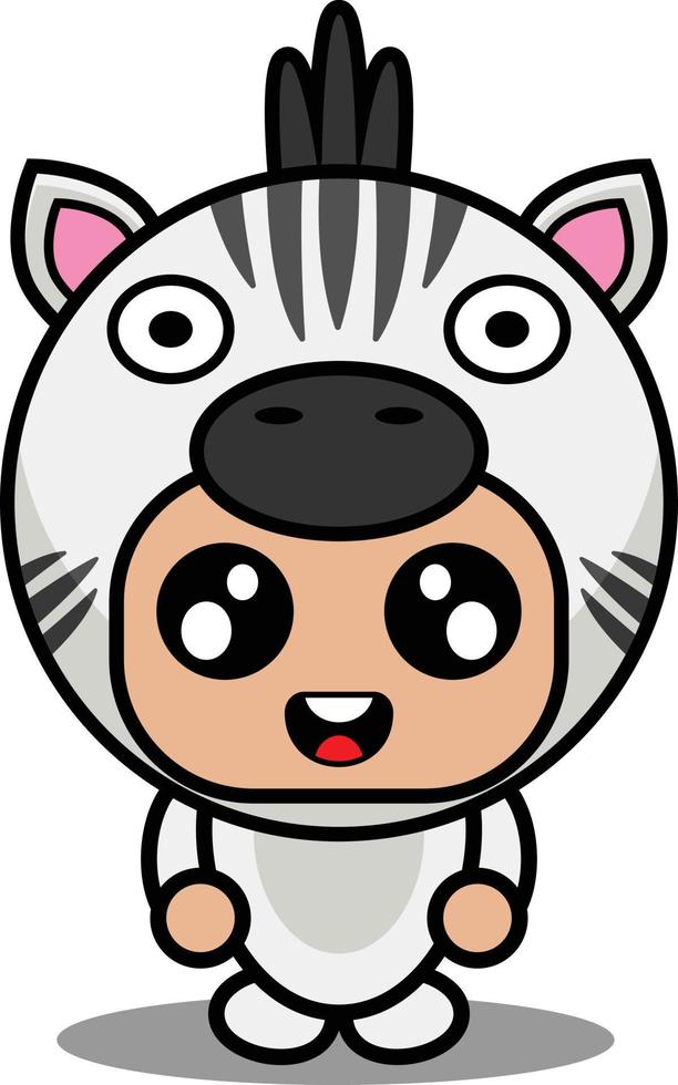 tecknad serie karaktär vektor illustration av söt zebra djur- maskot kostym