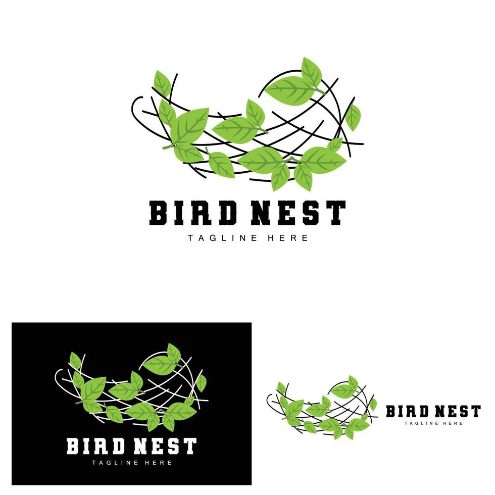 Vogelnest-Logo-Design, Vogelhaus-Vektor für Eier, Vogelbaum-Logo-Illustration vektor