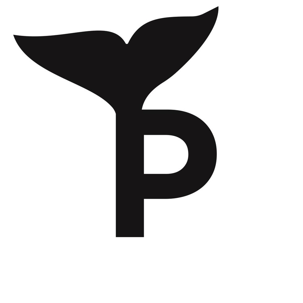 Buchstabe p Wal-Logo-Design-Vorlage Vektorzeichen vektor