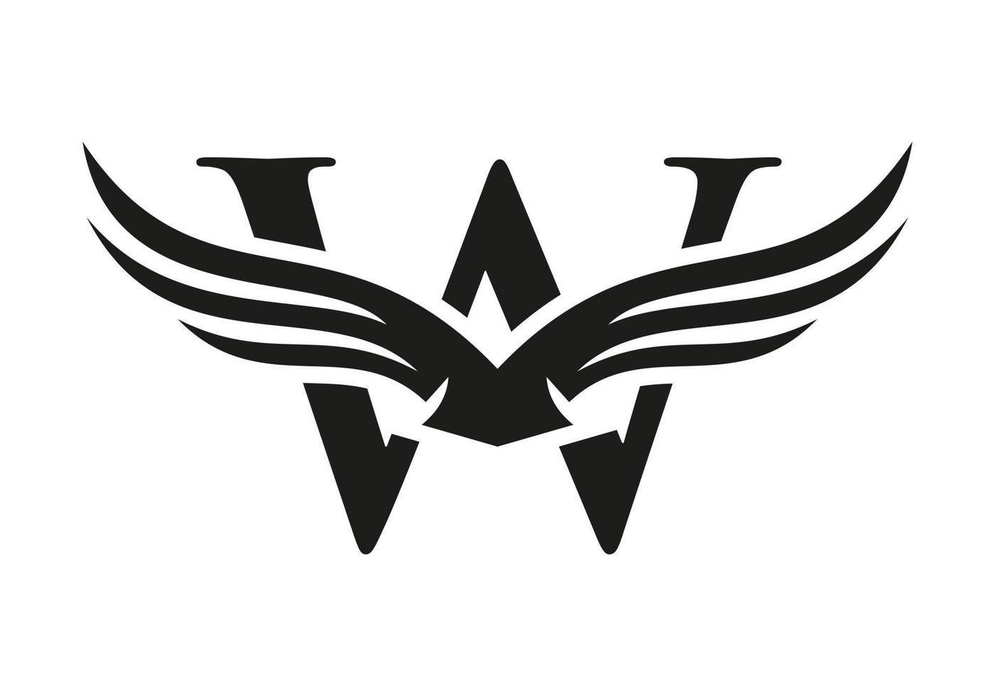 brev w vinge logotyp för transport, frakt, transport logotyp vektor mall