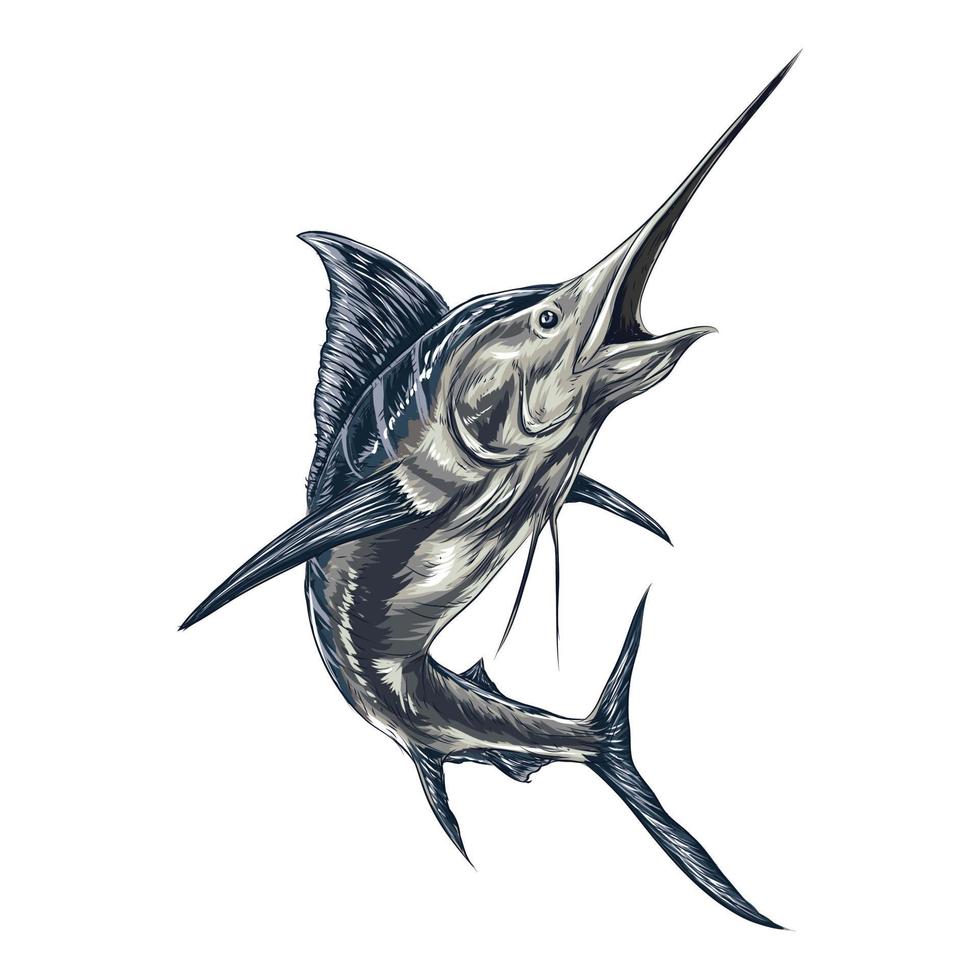 Blue Marlin Fisch oder Schwertfisch vektor