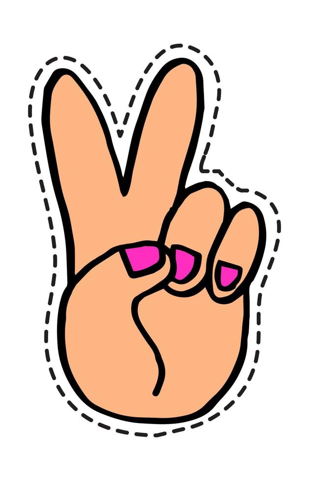 seger eller fred hand gest, klistermärke eller ikon vektor