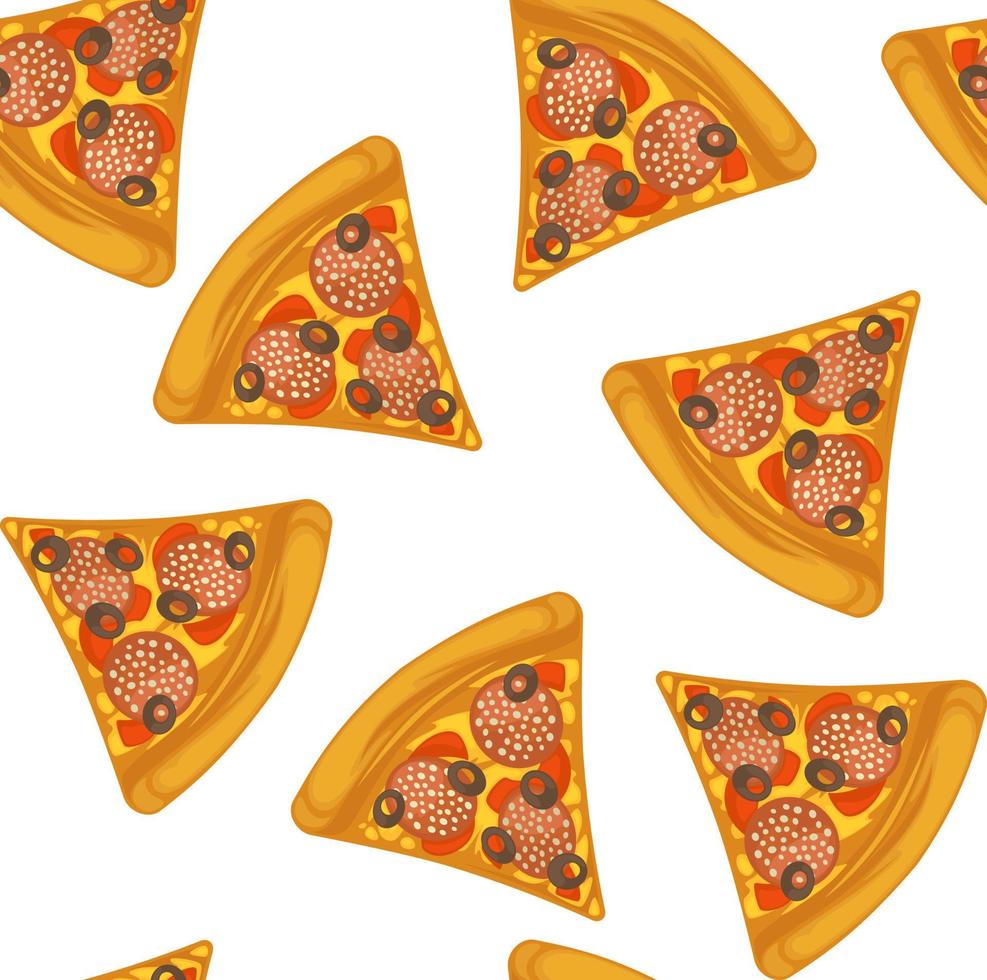 pizza skivor, gott måltid med salami och ost vektor