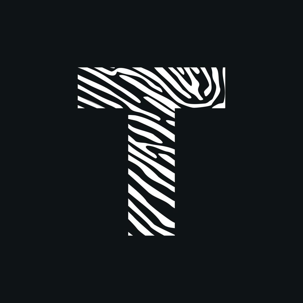 anfängliches t zebra-textur-logo vektor