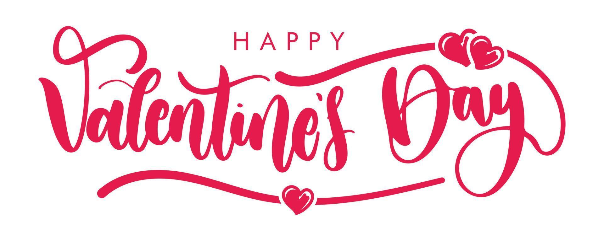 Happy Valentinstag-Banner. valentinstaggrußkartenschablone mit typografietext glücklicher valentinstagbeschriftung und rosa herzvektorillustration vektor