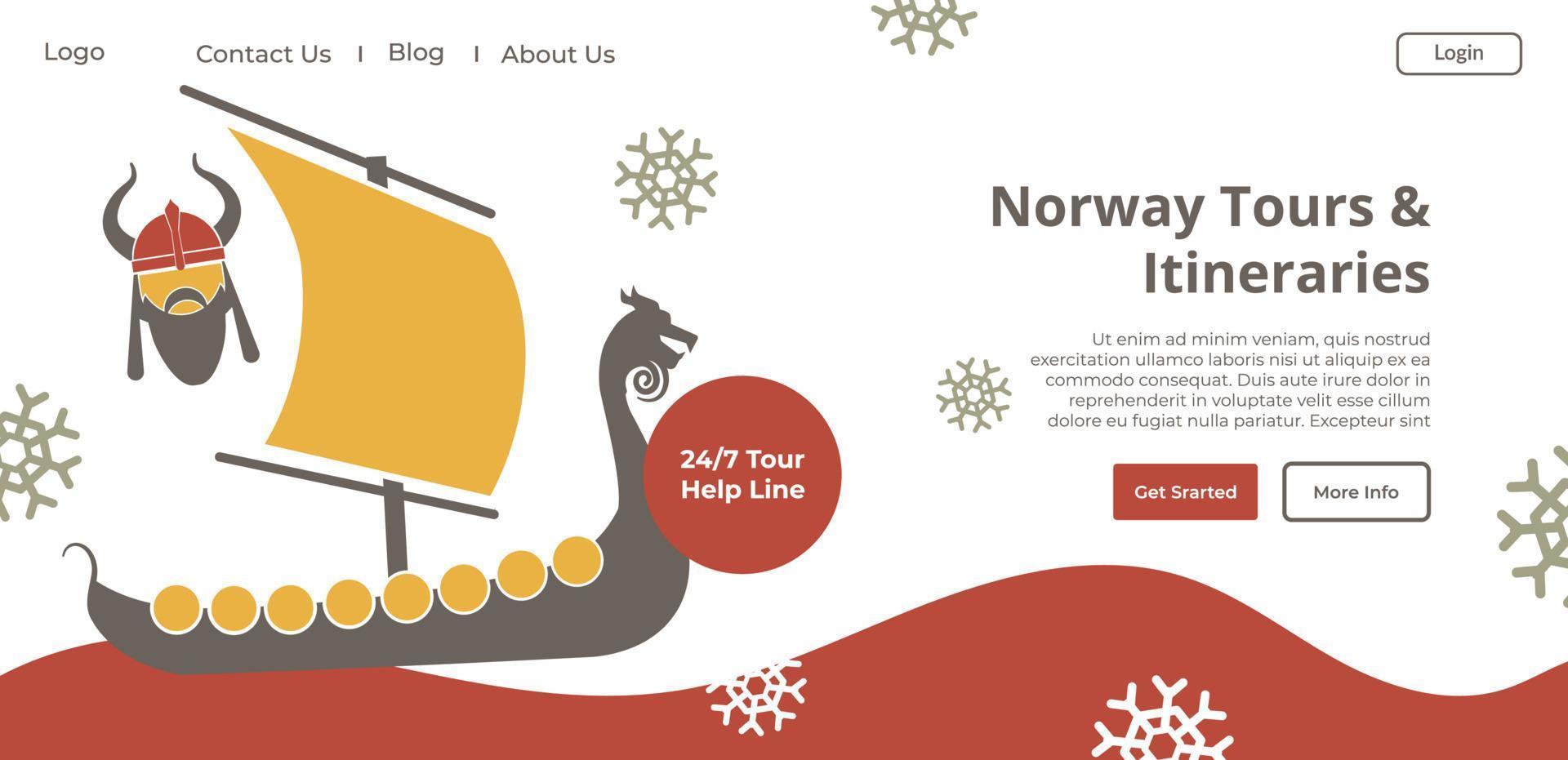 norwegen touren und reiserouten, touristische website vektor