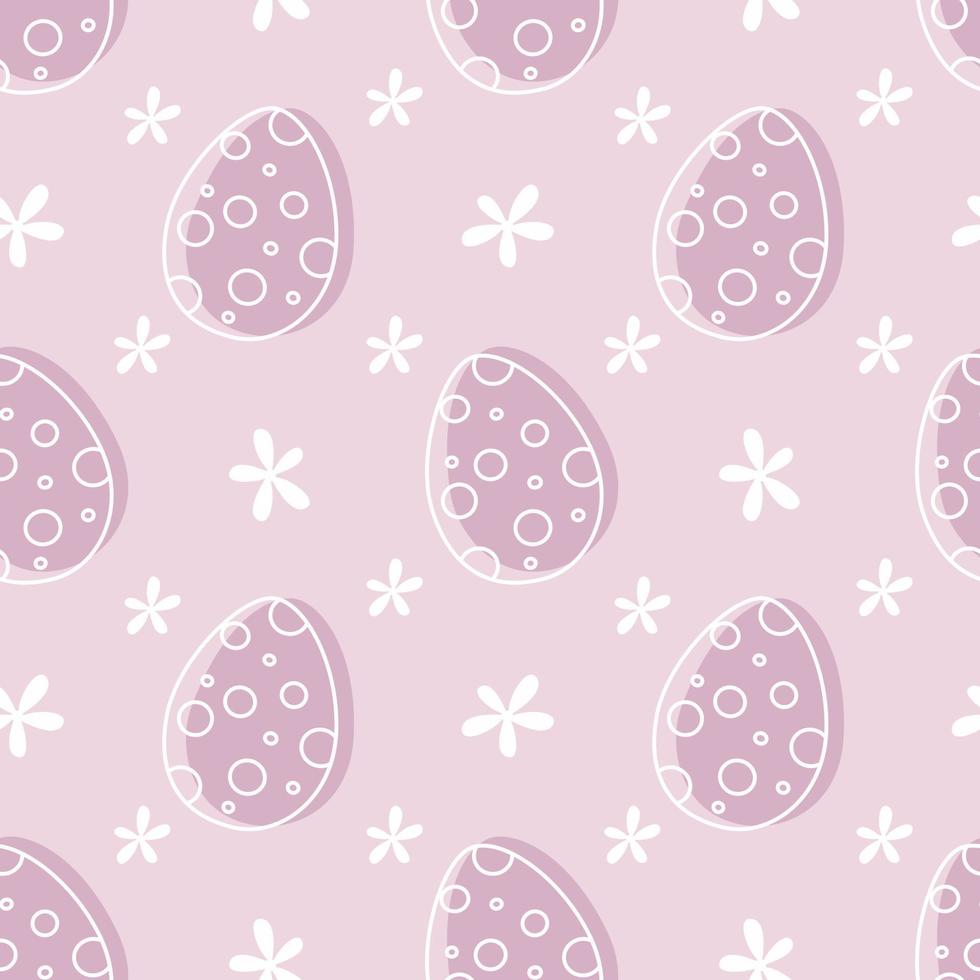 ostern gepunktete eier und blumen nahtloses muster auf rosa hintergrund. hand gezeichnete gekritzelvektorillustration. vektor