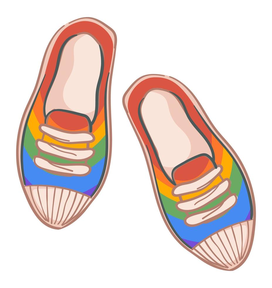 skor med regnbåge för män eller kvinnor boho stil vektor