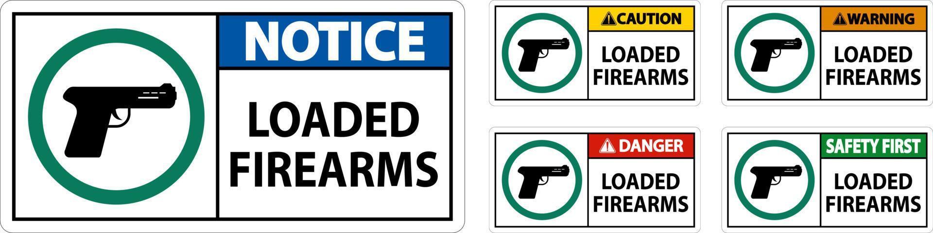 pistol ägare tecken varning, lastad skjutvapen vektor