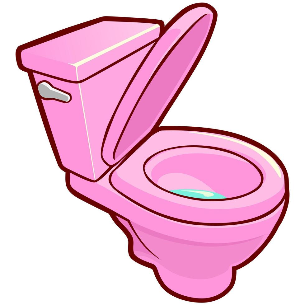 rosa toalett tecknad serie emote vektor illustration