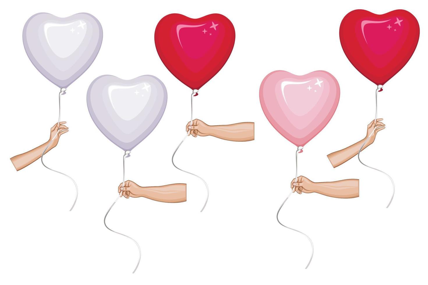 hand mit herzluftballons, valentinstagelement, valentinstag-designkonzept vektor