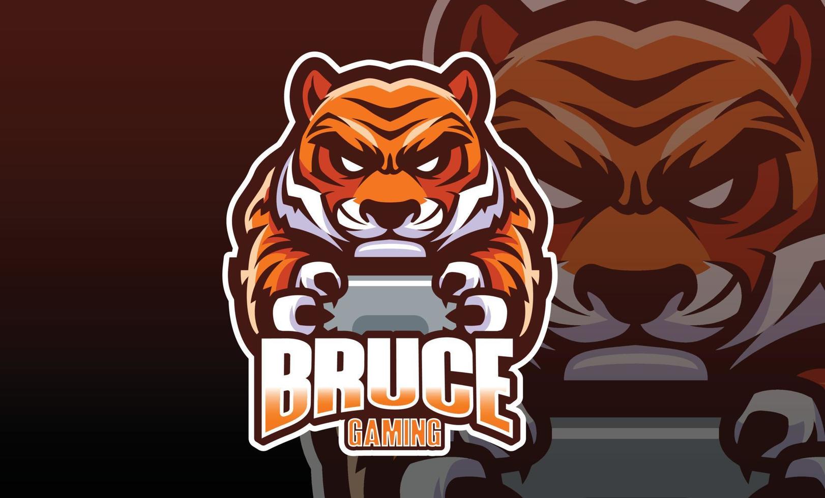 bruce gaming maskot logotyp vektor