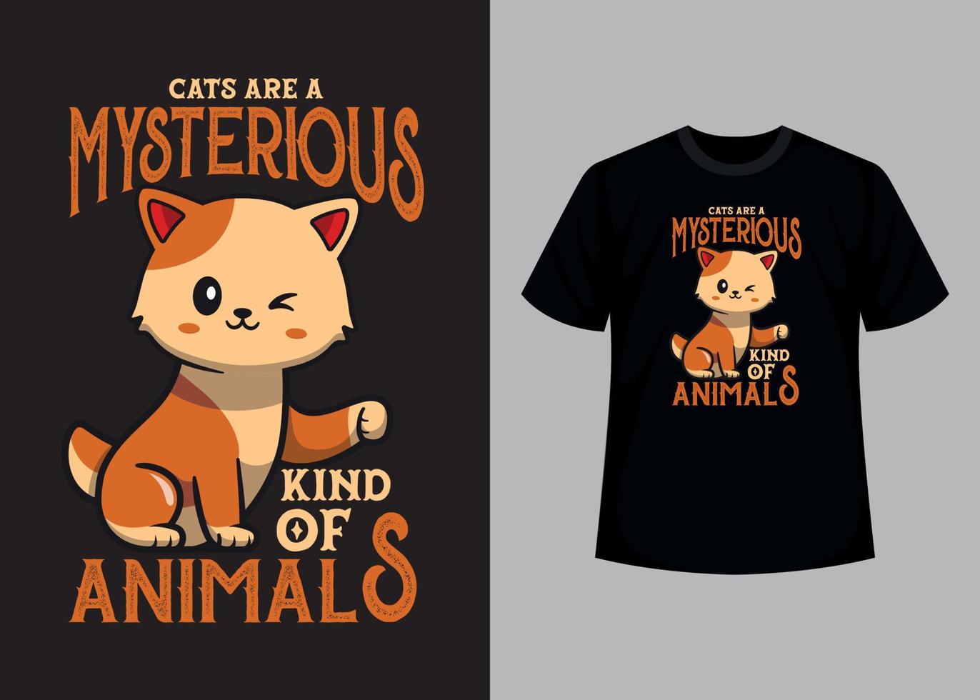 katter är en mystisk snäll av djur skriva ut redigerbar t skjorta design mall vektor