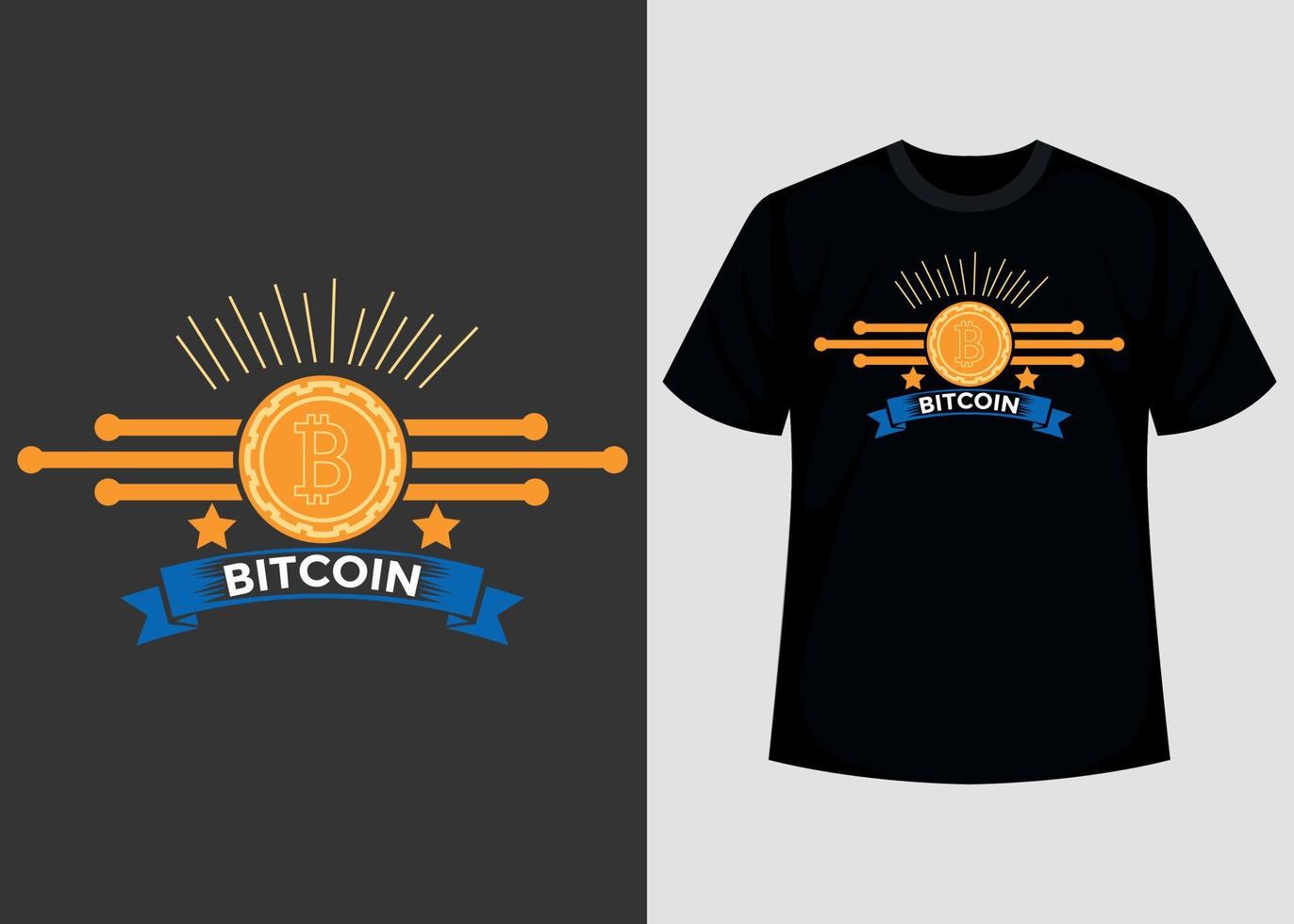 bitcoin crypto druckbare t-shirt-design-grafik-vektorvorlage vektor