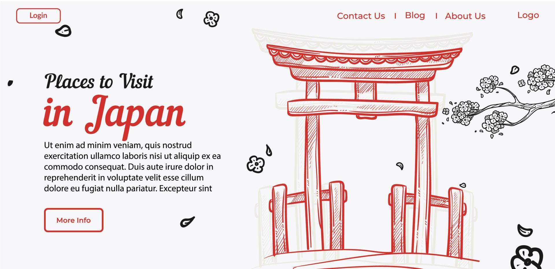 platser till besök i japan guide för turister uppkopplad vektor